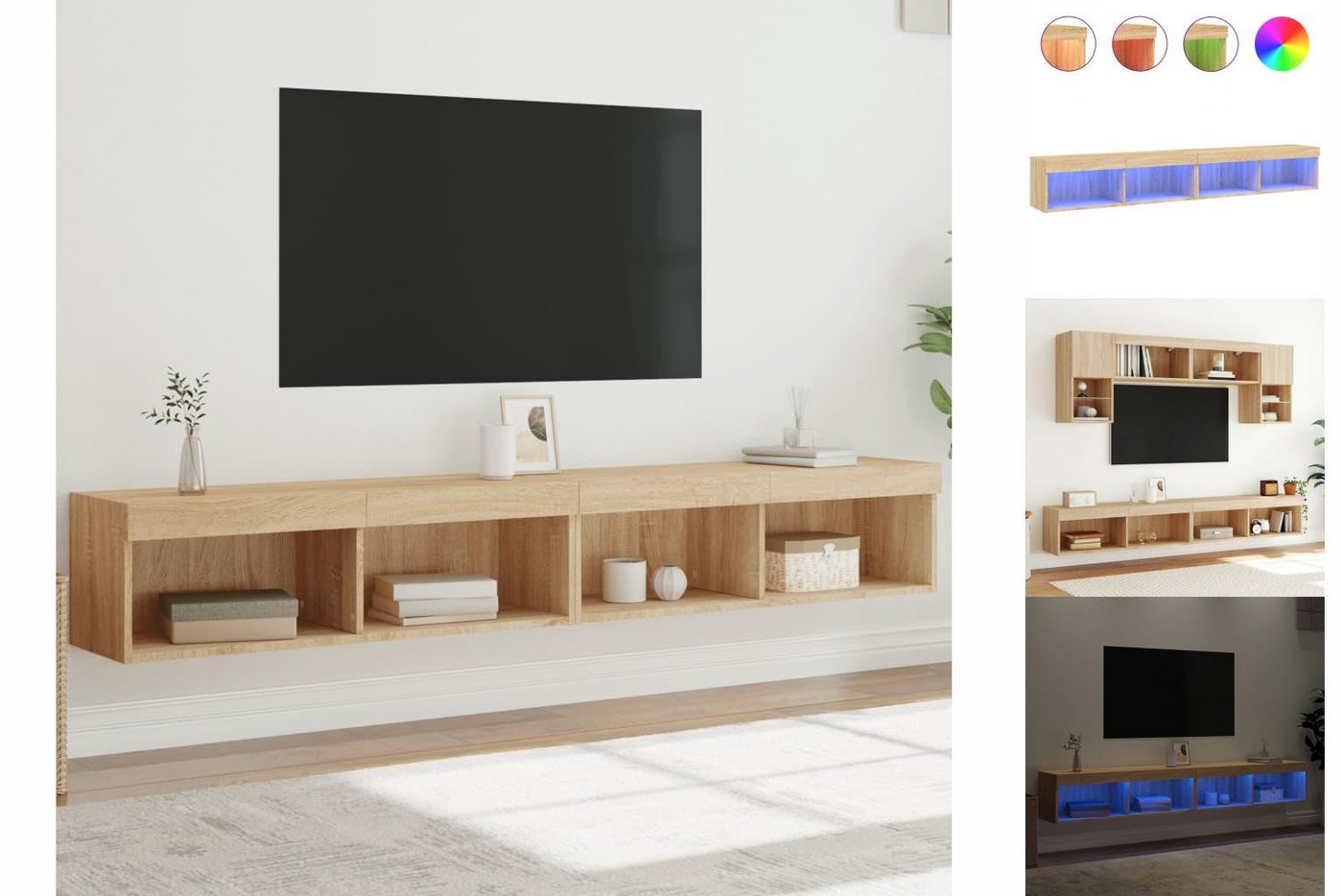 vidaXL TV-Schrank TV-Schränke mit LED-Leuchten 2 Stk Sonoma-Eiche 100x30x30 günstig online kaufen