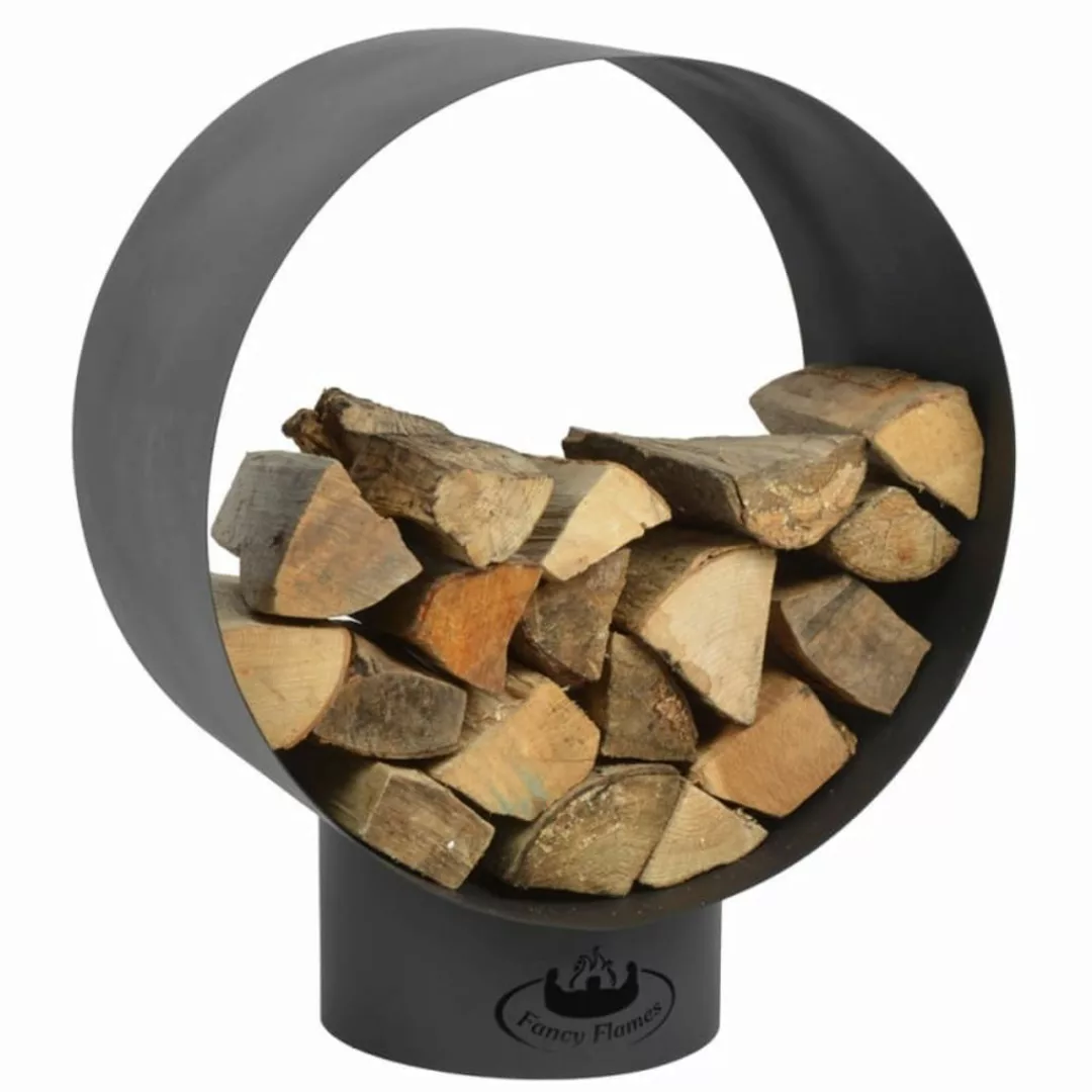 Kaminholzregal Rund Brennholzlager Metall Holzlager Schwarz Ø 58cm günstig online kaufen