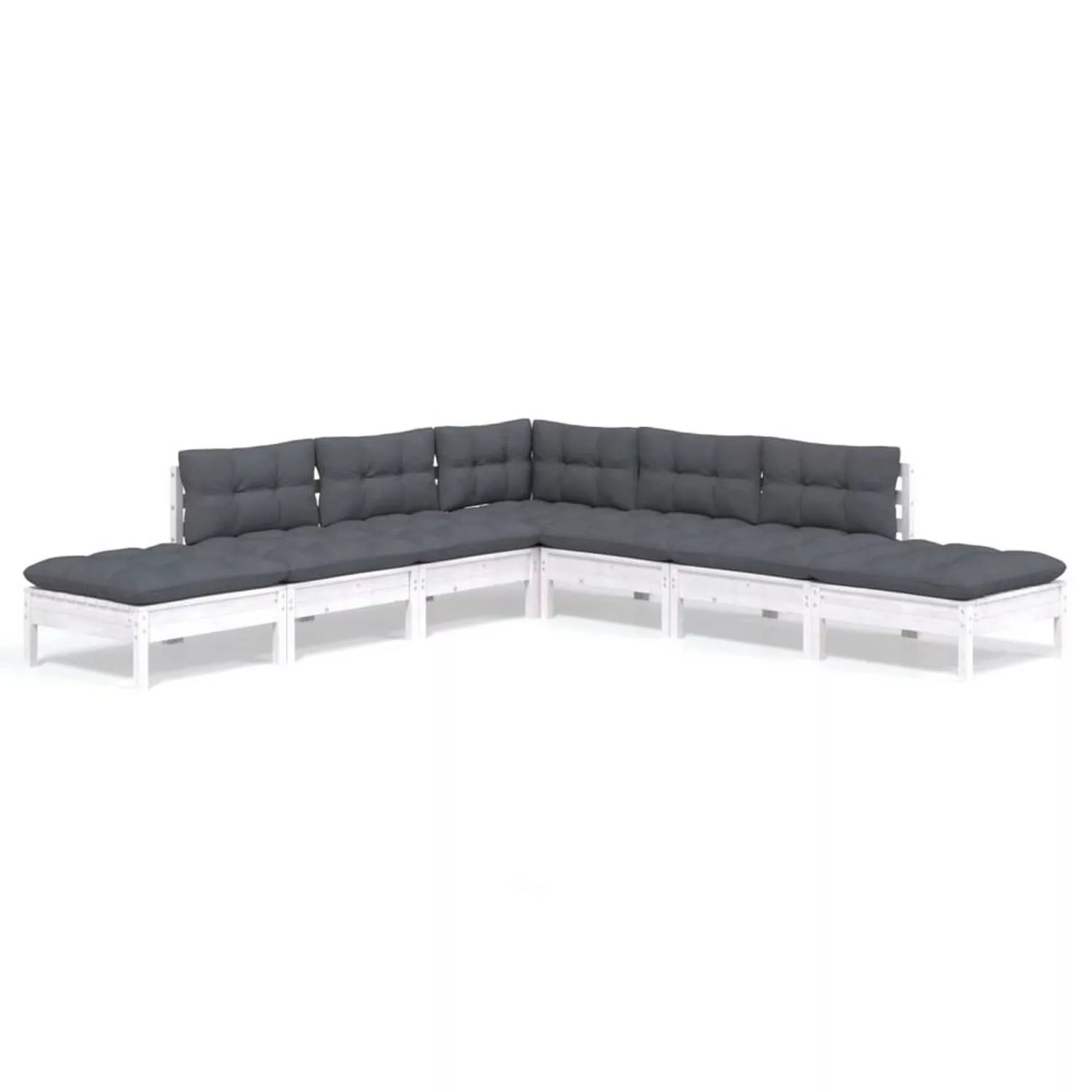 vidaXL 7-tlg Garten-Lounge-Set mit Kissen Weiß Kiefernholz Modell 1 günstig online kaufen