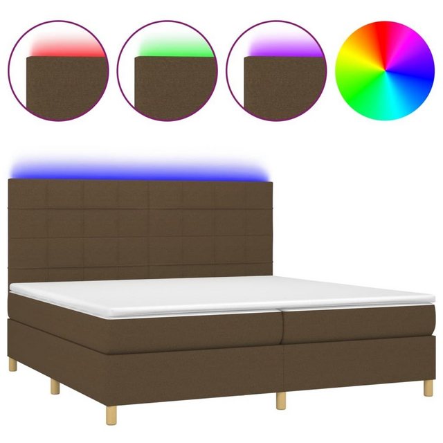 vidaXL Boxspringbett Boxspringbett mit Matratze LED Dunkelbraun 200x200 cm günstig online kaufen