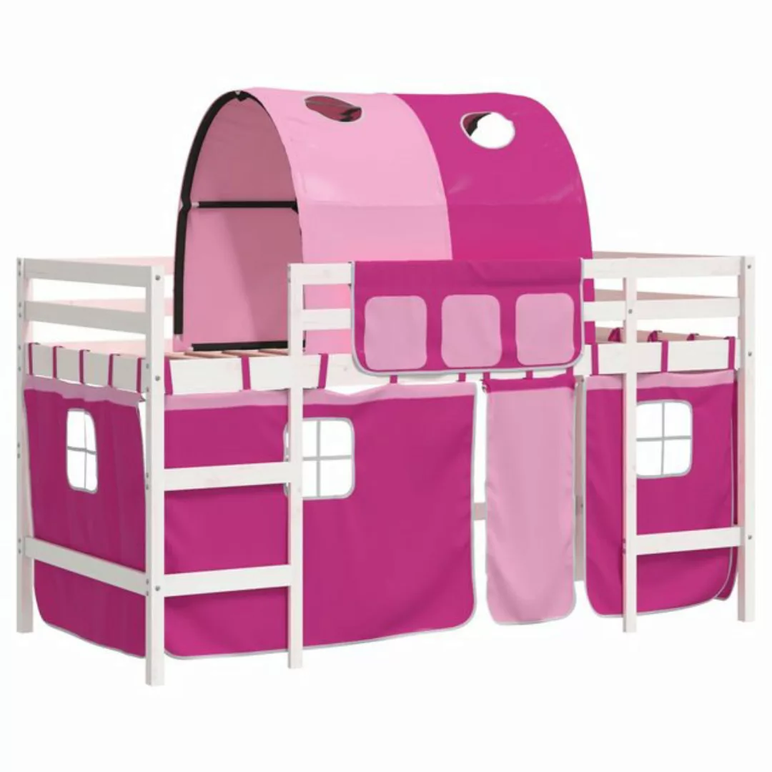 vidaXL Kinderbett Kinderhochbett mit Tunnel Rosa 90x190 cm Massivholz Kiefe günstig online kaufen