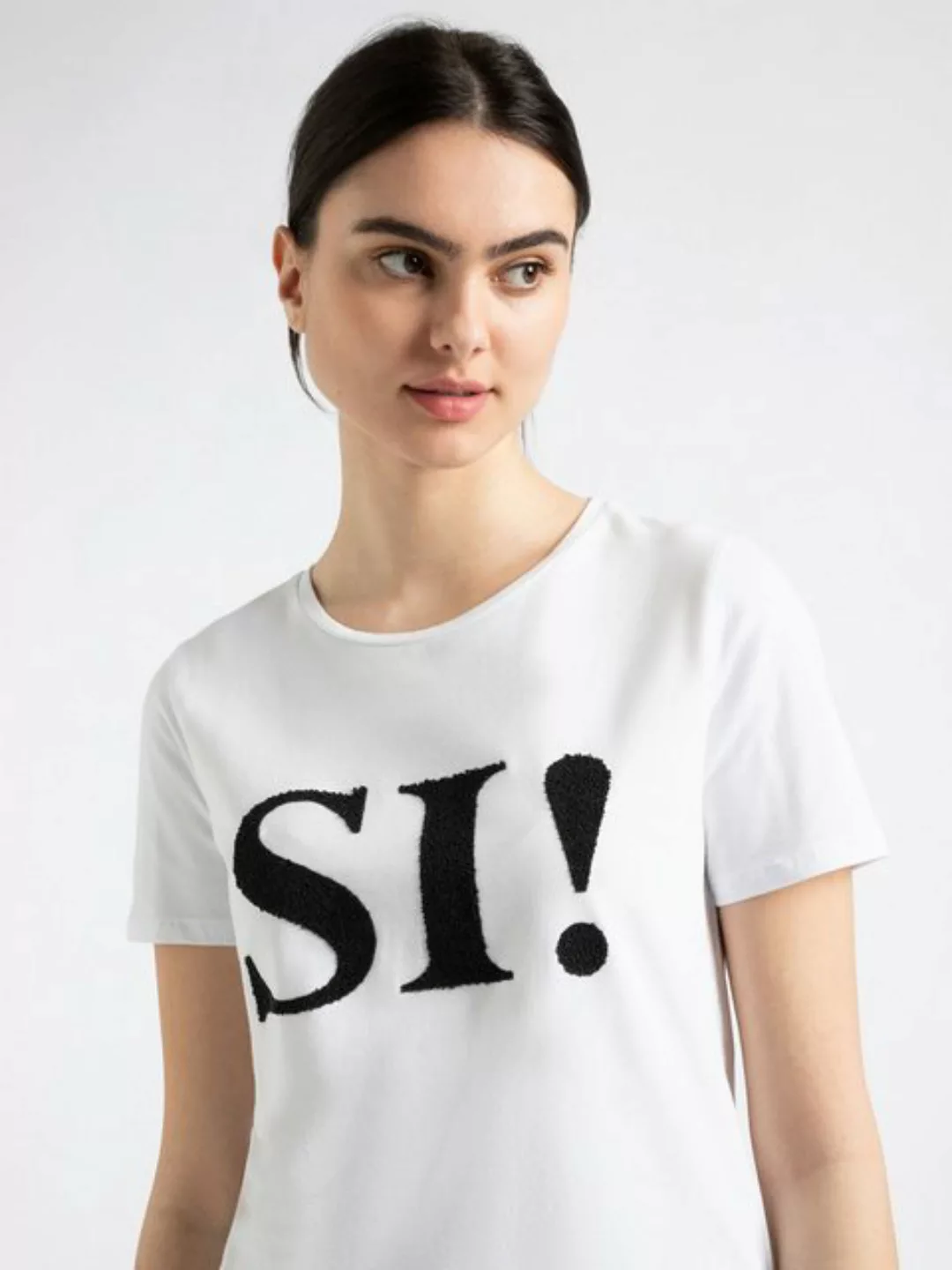T-Shirt mit Perlenaufschrift, weiß, Frühjahrs-Kollektion günstig online kaufen