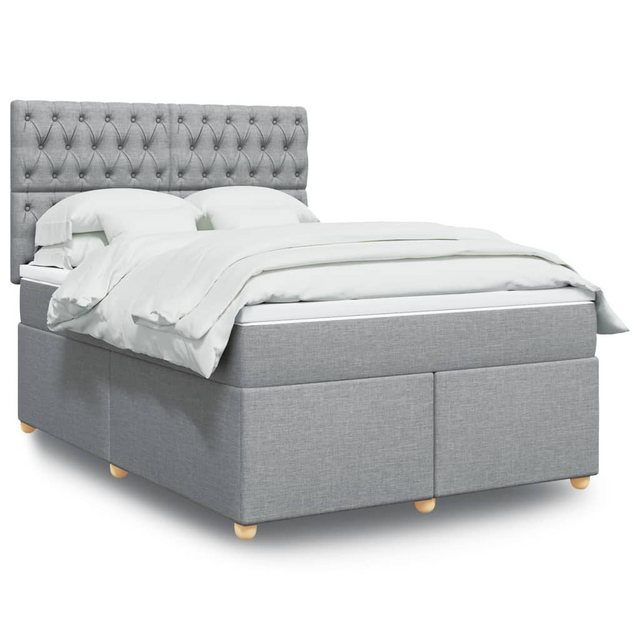 vidaXL Bettgestell Boxspringbett mit Matratze Dunkelgrau 140x200 cm Stoff B günstig online kaufen