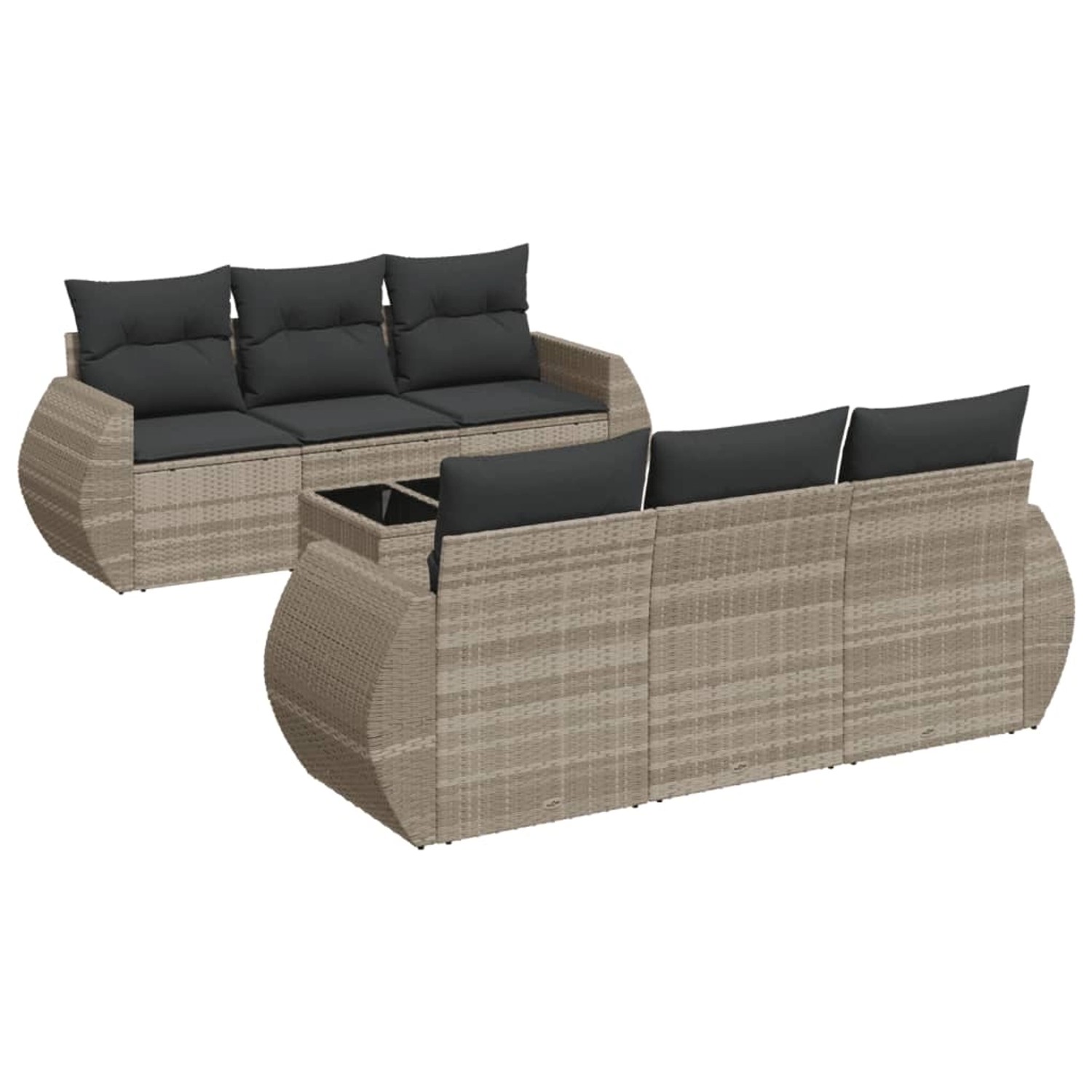 vidaXL 7-Tlg Garten-Sofagarnitur mit Kissen Hellgrau Poly Rattan 3253449 günstig online kaufen