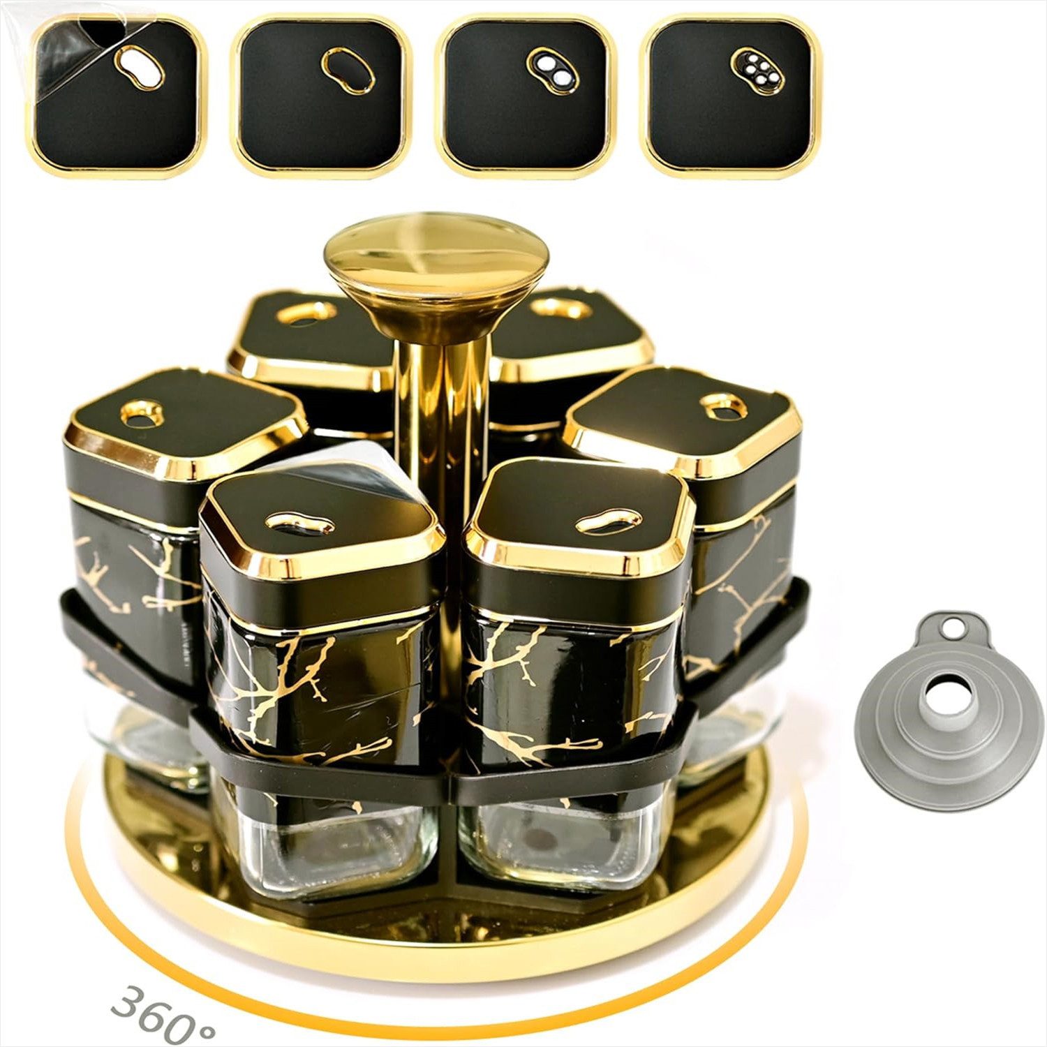 KingLux Gewürzregal 360°Drehbare Marmorierter Gewürzregal Stehend günstig online kaufen