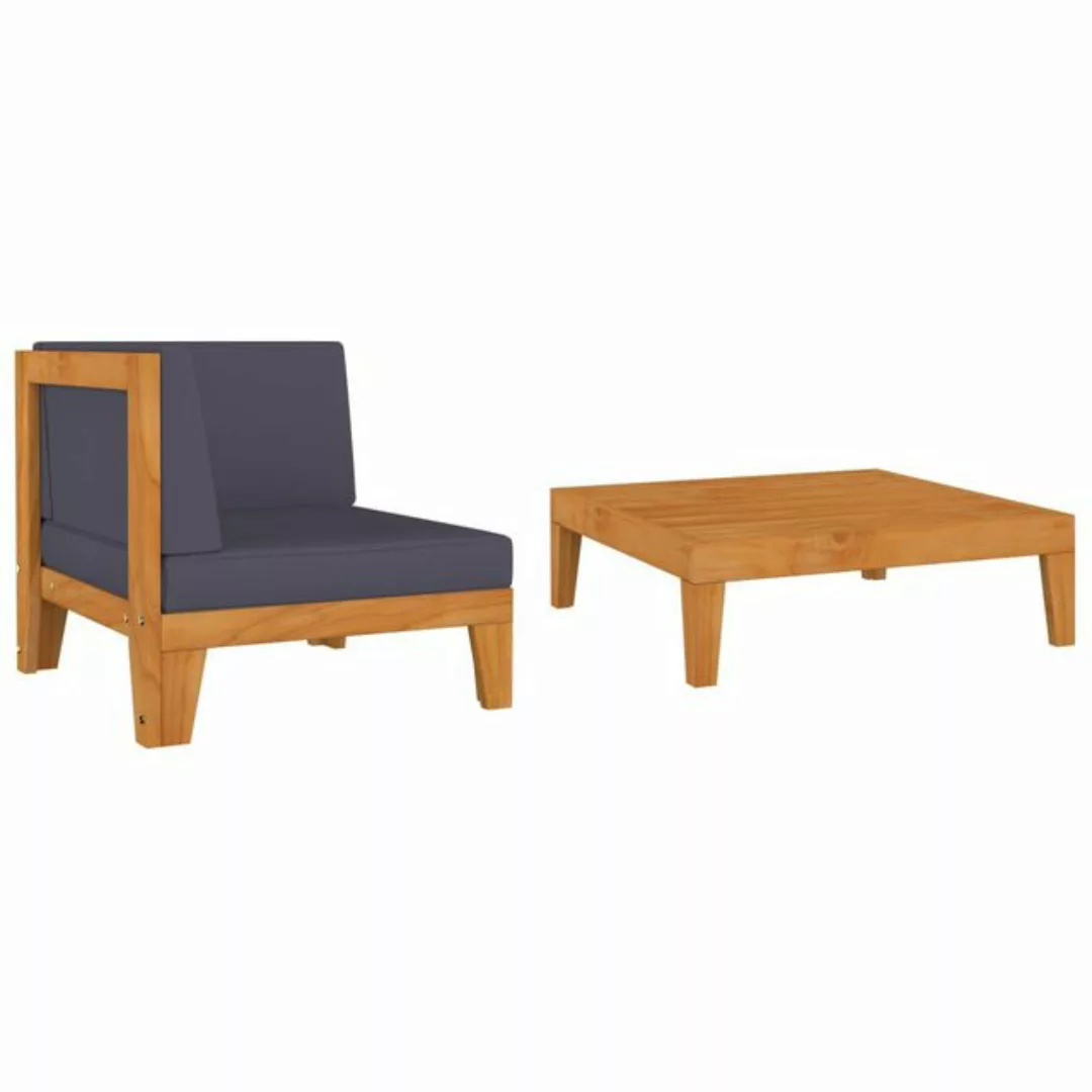 2-tlg. Garten-lounge-set Mit Auflagen Massivholz Akazie günstig online kaufen