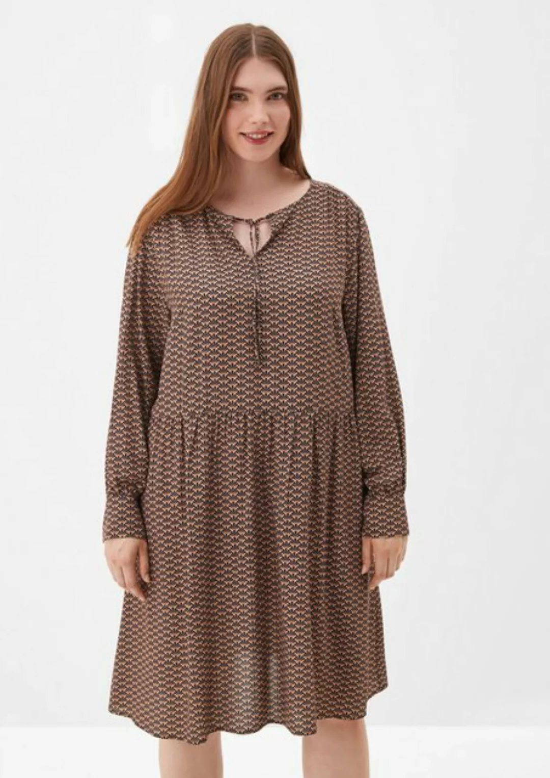 TRIANGLE Maxikleid Kleid mit Alloverprint Raffung, Schleife, Stickerei günstig online kaufen
