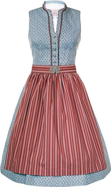 Dirndl "Sabella" Traditionell Hochgeschlossen - Hellblau Mauve 58cm günstig online kaufen