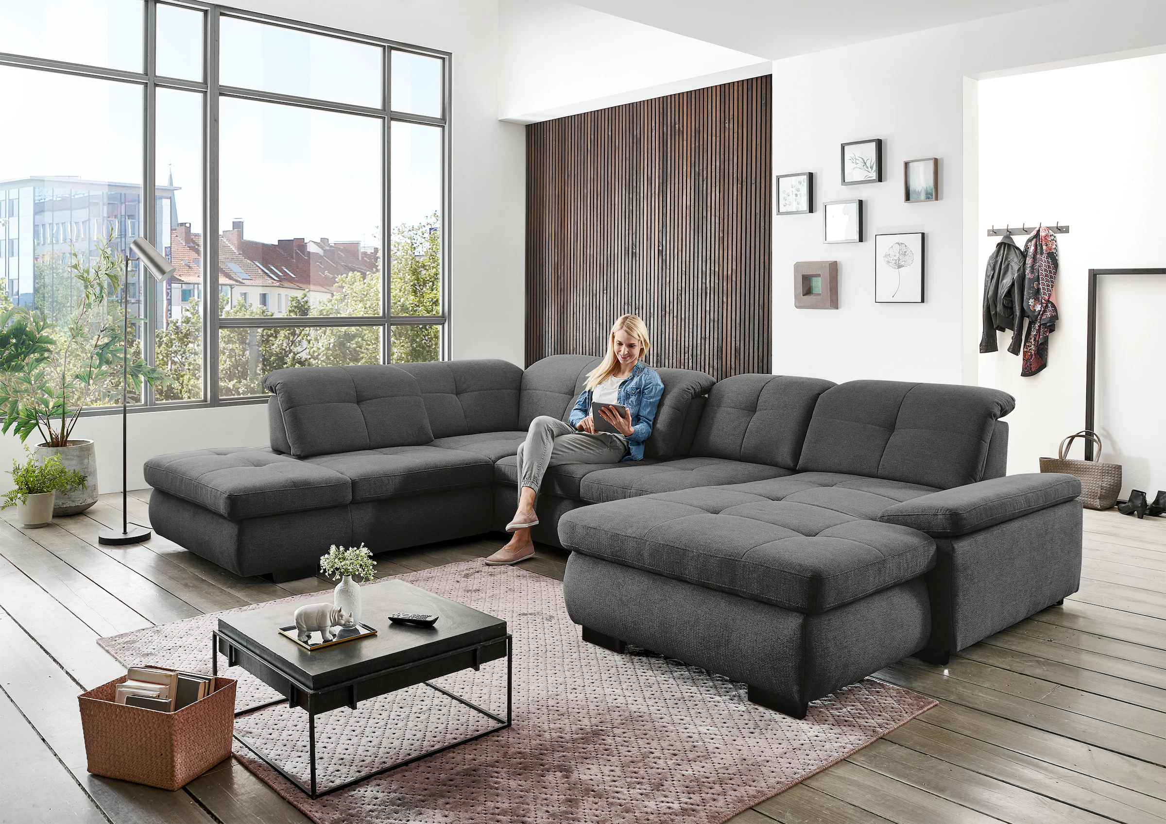 Die PlanBar Ecksofa »MP-IN16012 L-Form, mit Federkern-Polsterung«, inkl. Si günstig online kaufen