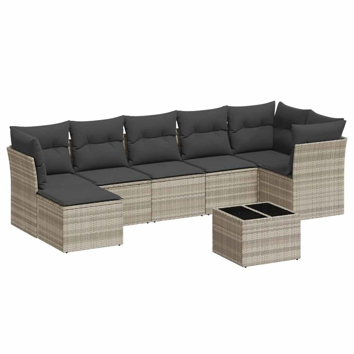 vidaXL 8-Tlg Garten-Sofagarnitur mit Kissen Hellgrau Poly Rattan 3249821 günstig online kaufen