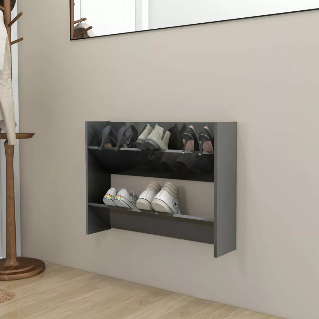 Wand-schuhschrank Hochglanz-grau 80x18x60 Cm Spanplatte günstig online kaufen