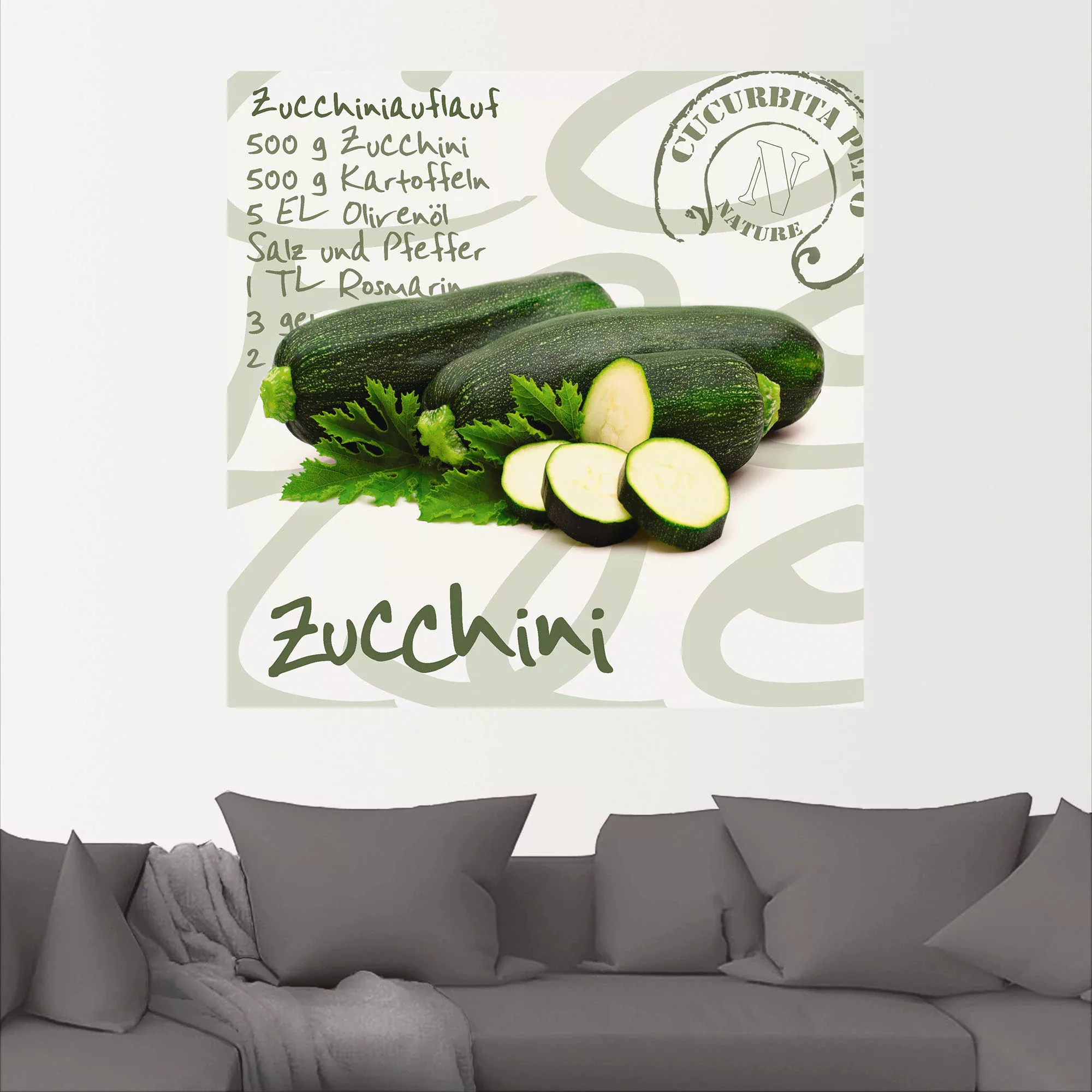 Artland Wandbild "Angeschnittene Zucchini", Lebensmittel, (1 St.), als Alub günstig online kaufen