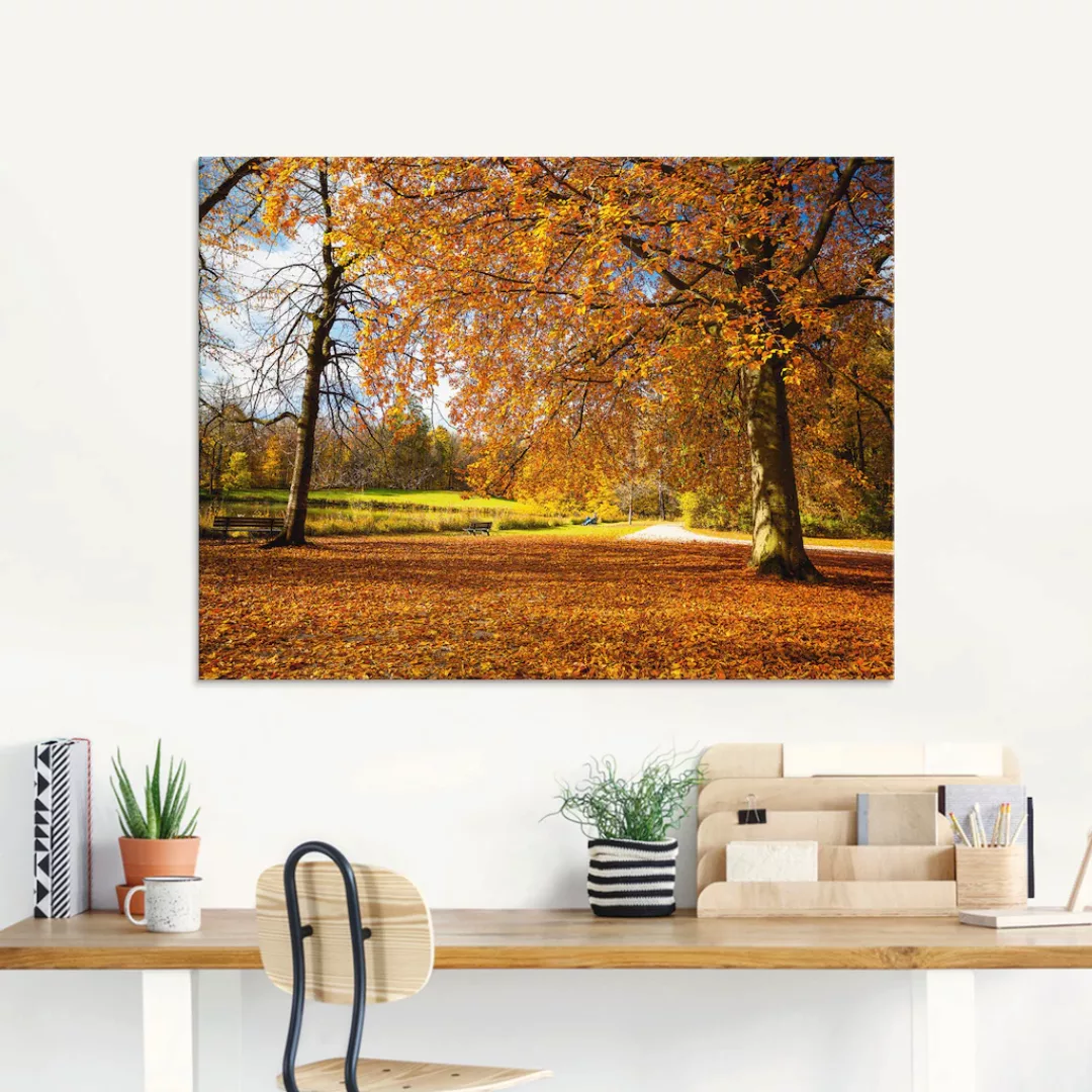 Artland Glasbild »Herbst bei Schlosses Nymphenburg«, Wiesen & Bäume, (1 St. günstig online kaufen