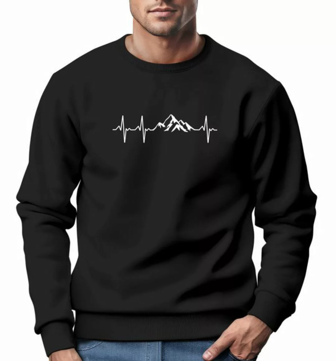 Neverless Sweatshirt Sweatshirt Herren Wandern Berge Herzschlag Outdoor Run günstig online kaufen