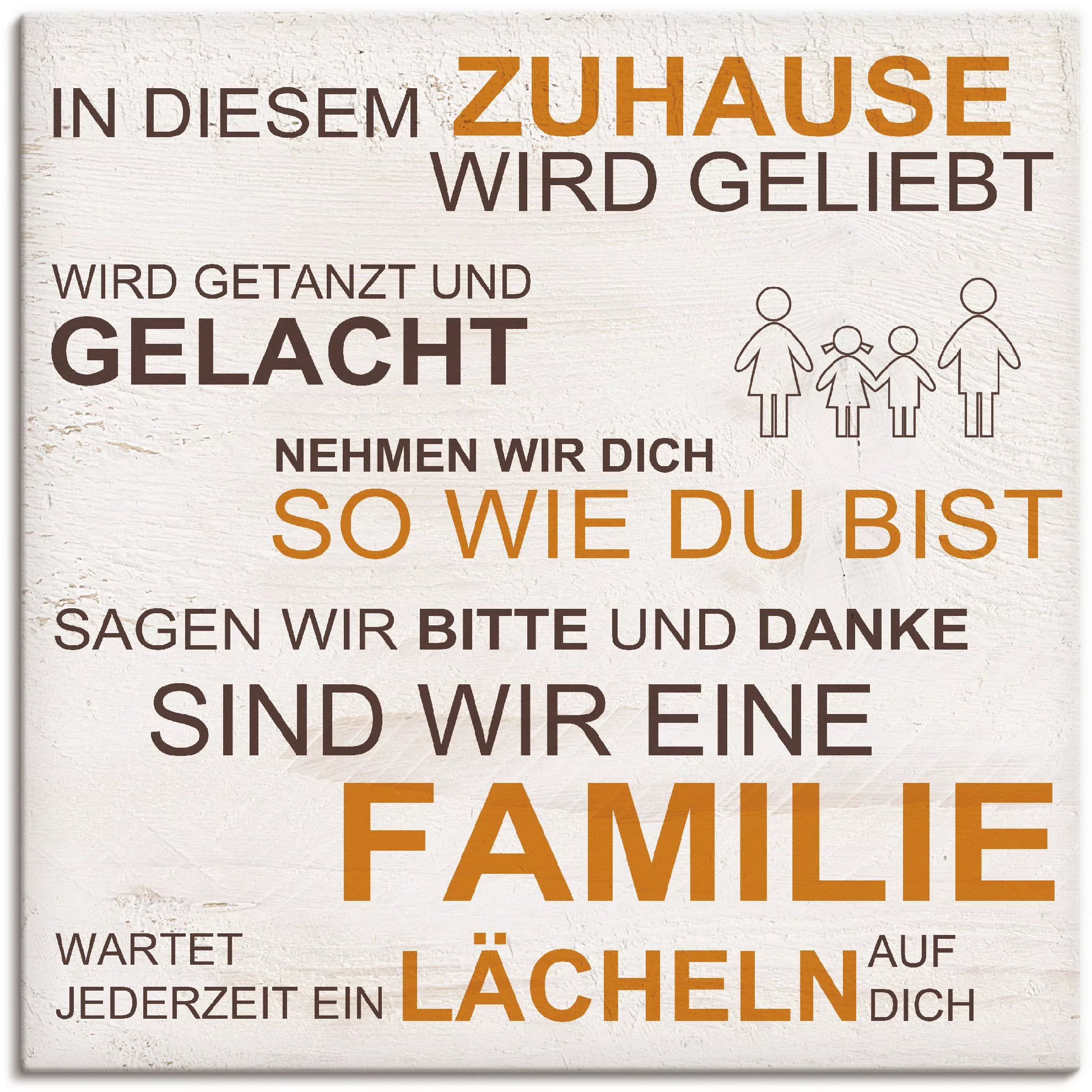 Artland Leinwandbild "In diesem Zuhause - beige", Sprüche & Texte, (1 St.), günstig online kaufen