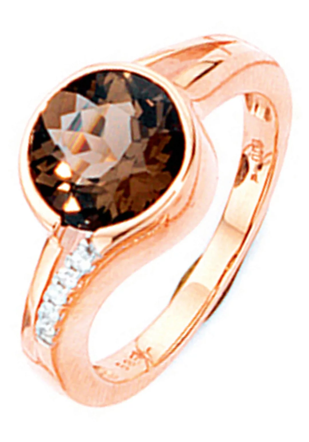 JOBO Diamantring, 585 Roségold mit Rauchquarz und 5 Diamanten günstig online kaufen