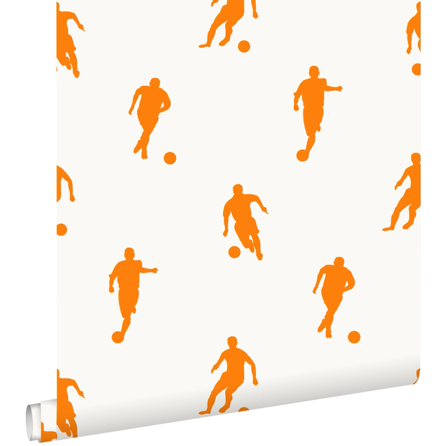 ESTAhome Tapete Fußballspieler Orange und Weiß 53 cm x 10,05 m 115871 günstig online kaufen