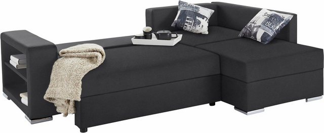 Ecksofa John mit Bettfunktion, Bettkasten und Regalarmteil günstig online kaufen