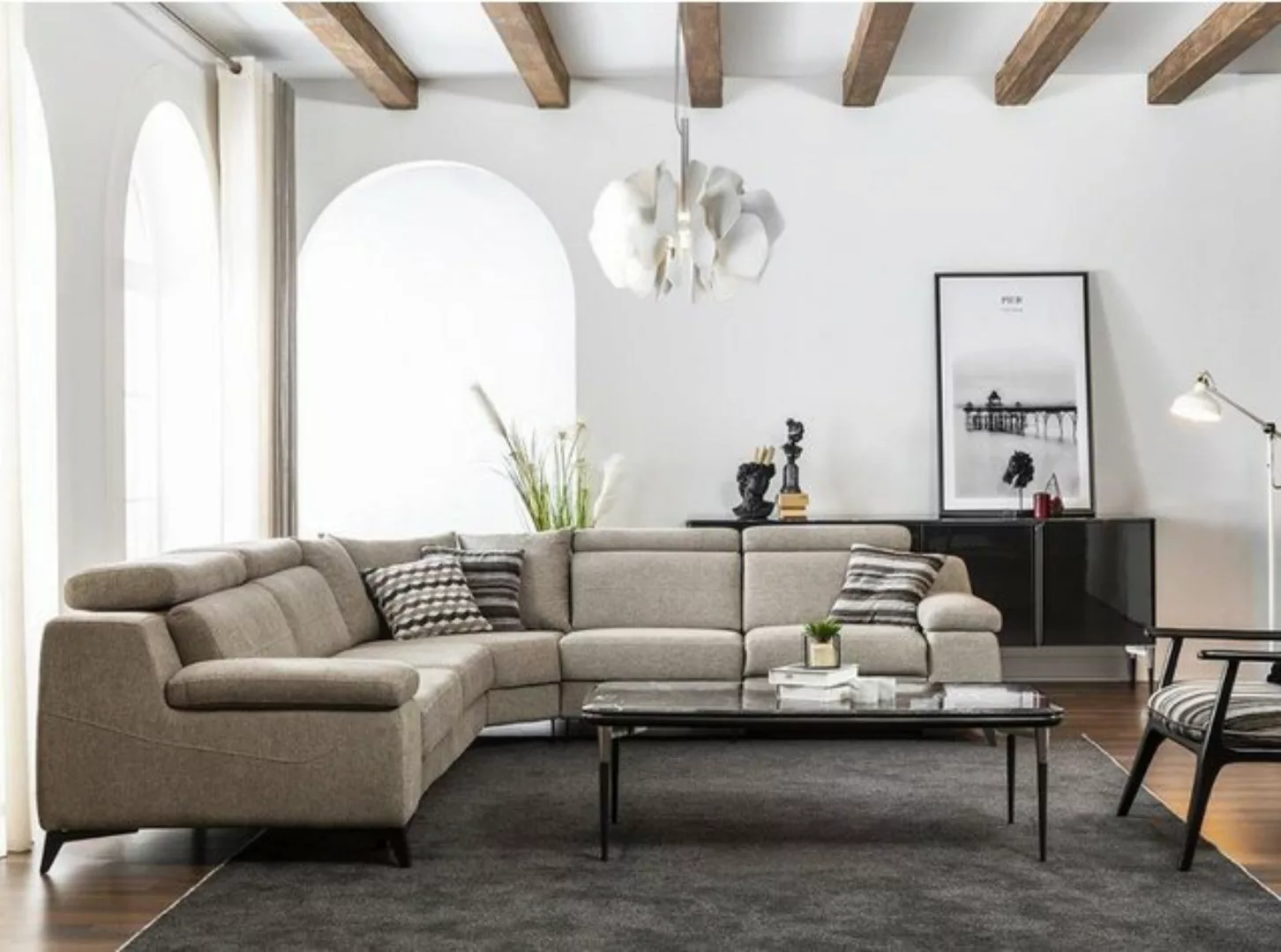 JVmoebel Ecksofa Moderne Eckcouch Taupe L-Form Sofa Wohnzimme Möbel Ecksofa günstig online kaufen