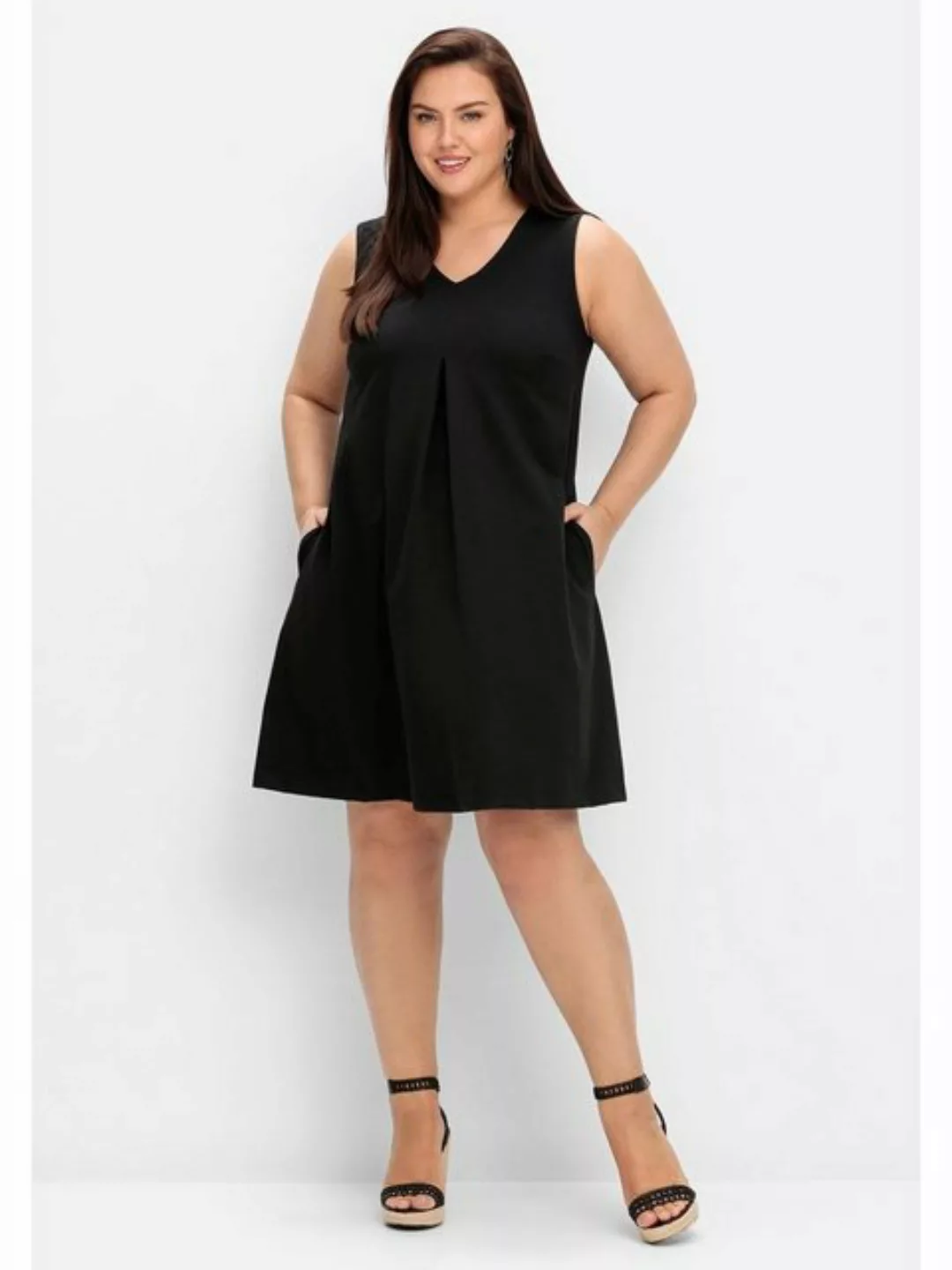 Sheego Jerseykleid Große Größen mit Taschen, in A-Linie günstig online kaufen