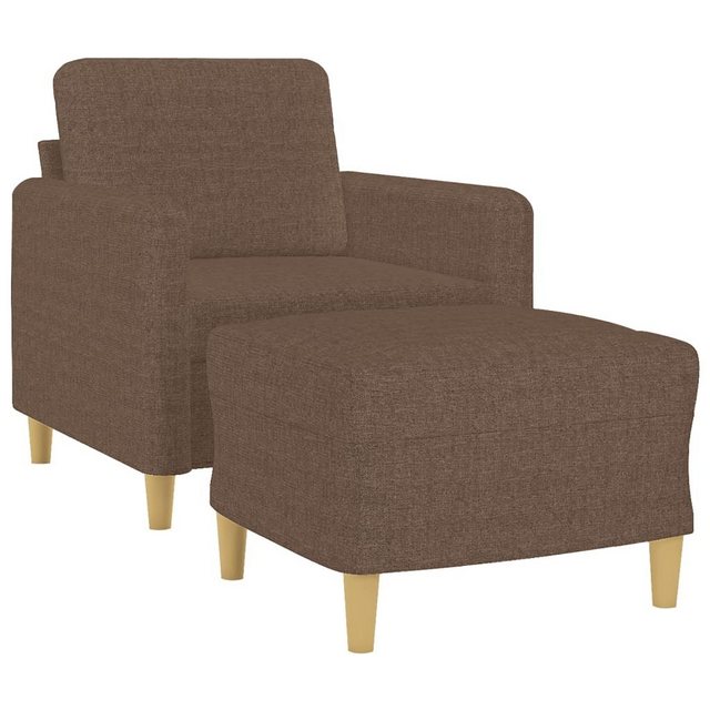 vidaXL Sofa Sessel mit Hocker Braun 60 cm Stoff günstig online kaufen