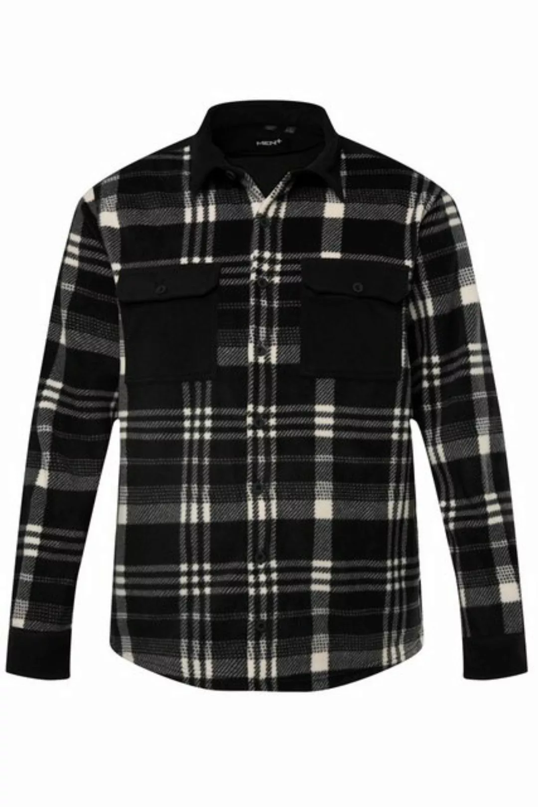 Men Plus Businesshemd Men+ Karo-Fleeceovershirt Langarm Kentkragen günstig online kaufen