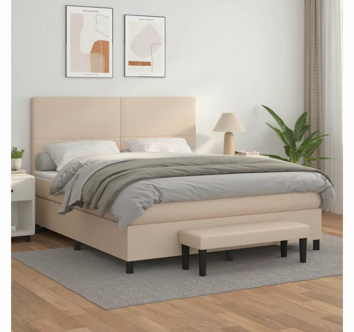 vidaXL Boxspringbett Boxspringbett mit Matratze und Fusshocker Kunstleder ( günstig online kaufen