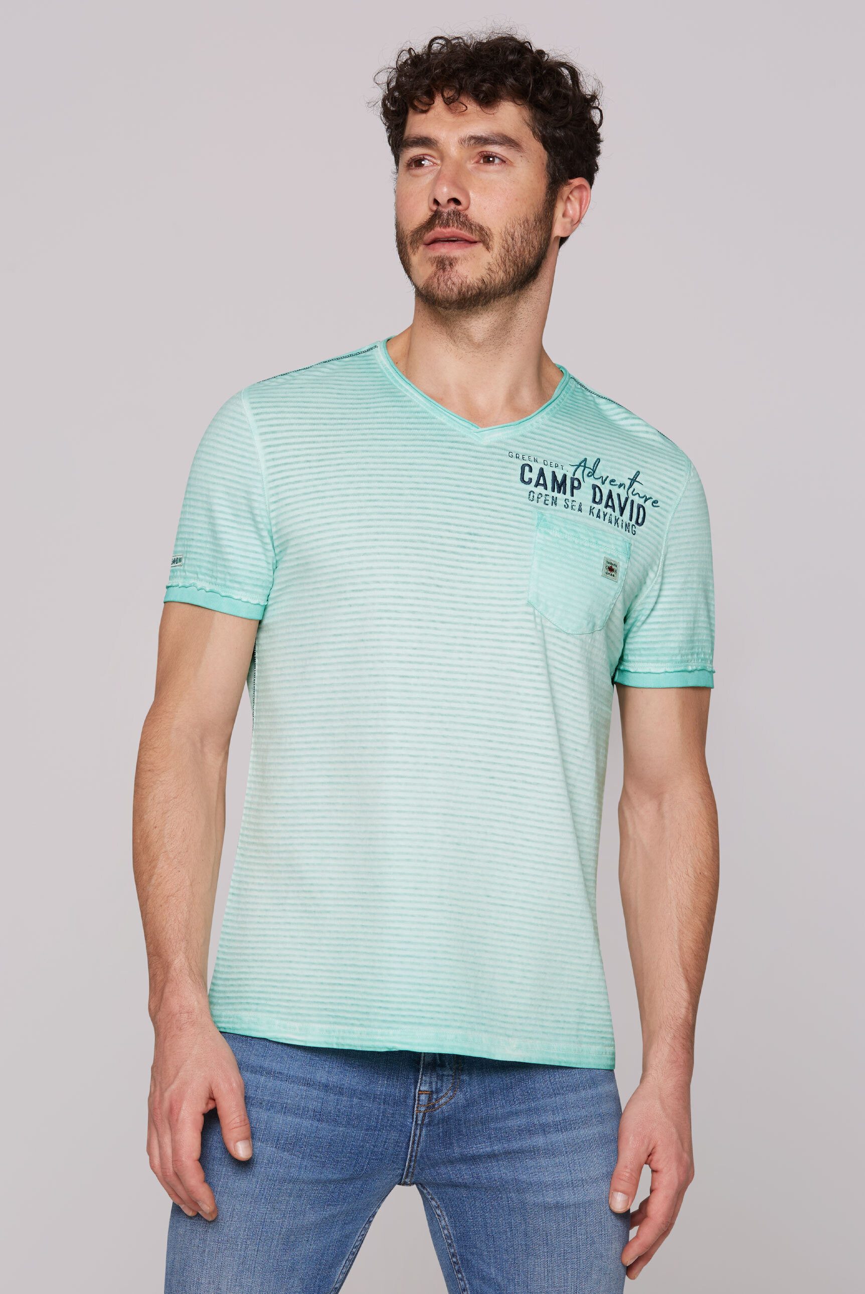 CAMP DAVID V-Shirt, mit offenen Kanten günstig online kaufen