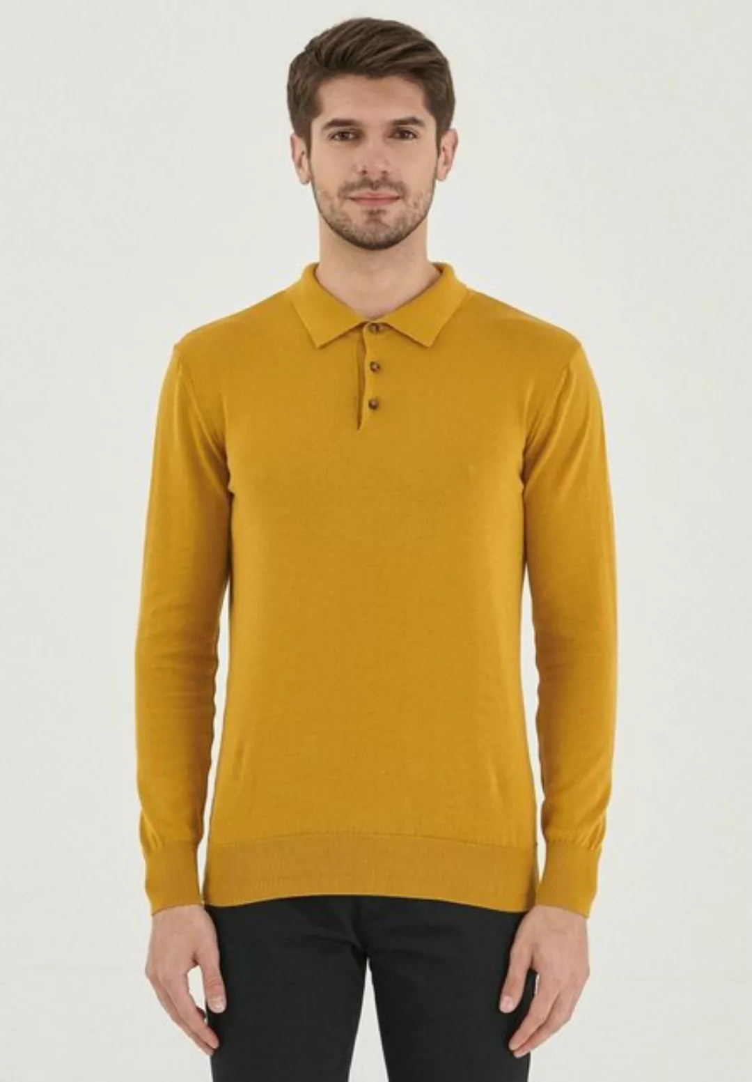 ORGANICATION Polokragenpullover Men's Polo Sweater in Olive Oil günstig online kaufen