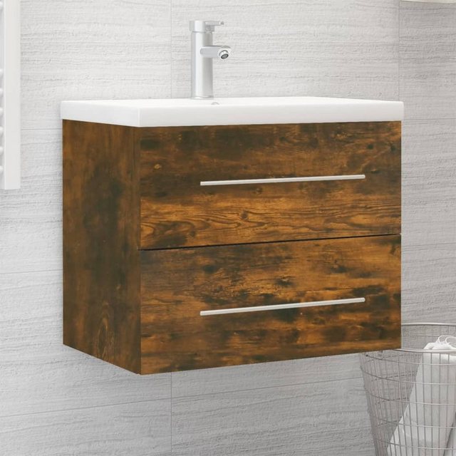 vidaXL Badezimmerspiegelschrank Waschbeckenschrank mit Einbaubecken Räucher günstig online kaufen