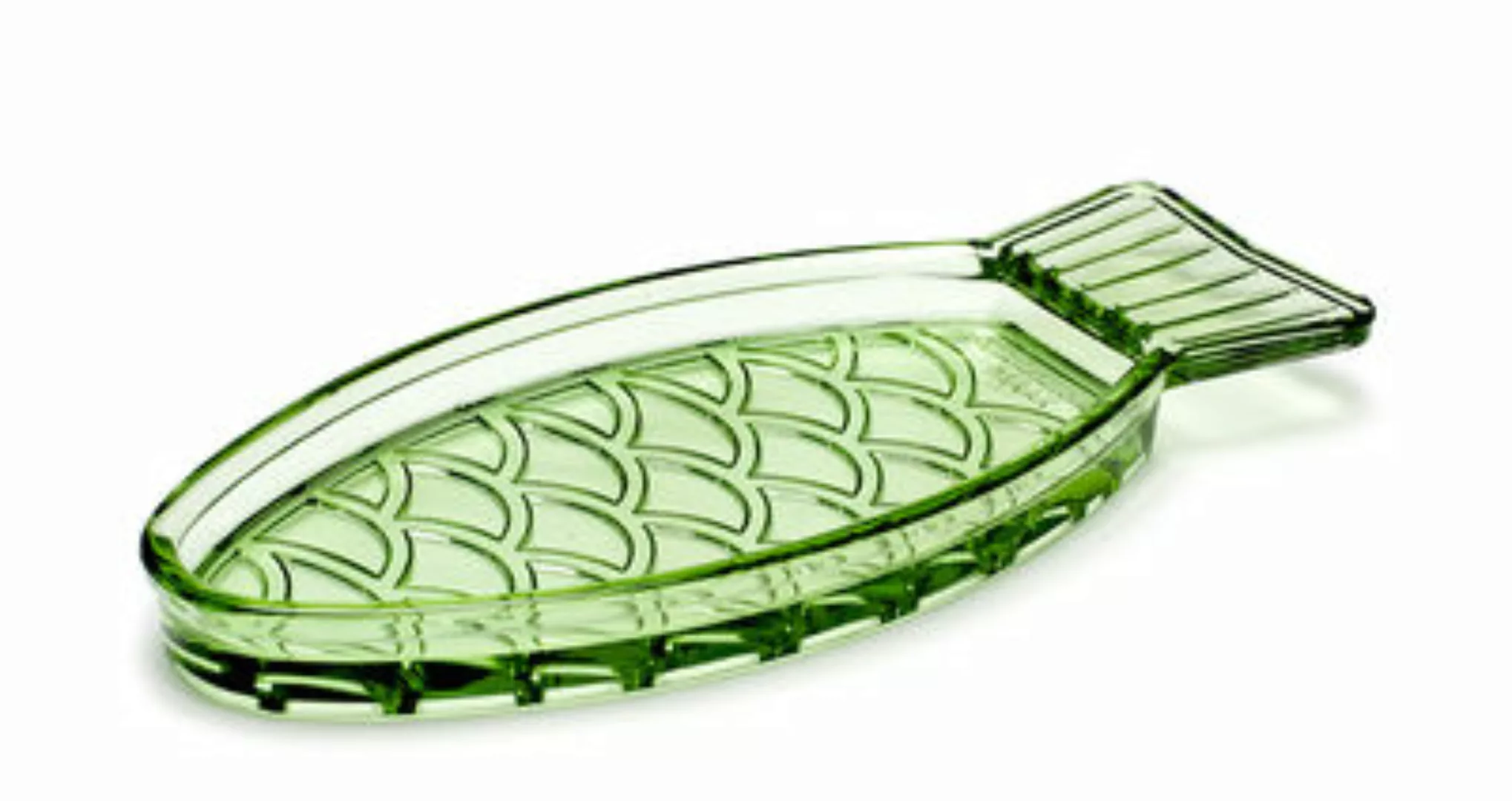 Platte Fish & Fish glas grün Fisch / klein - 23 x 10 cm - Serax - Grün günstig online kaufen