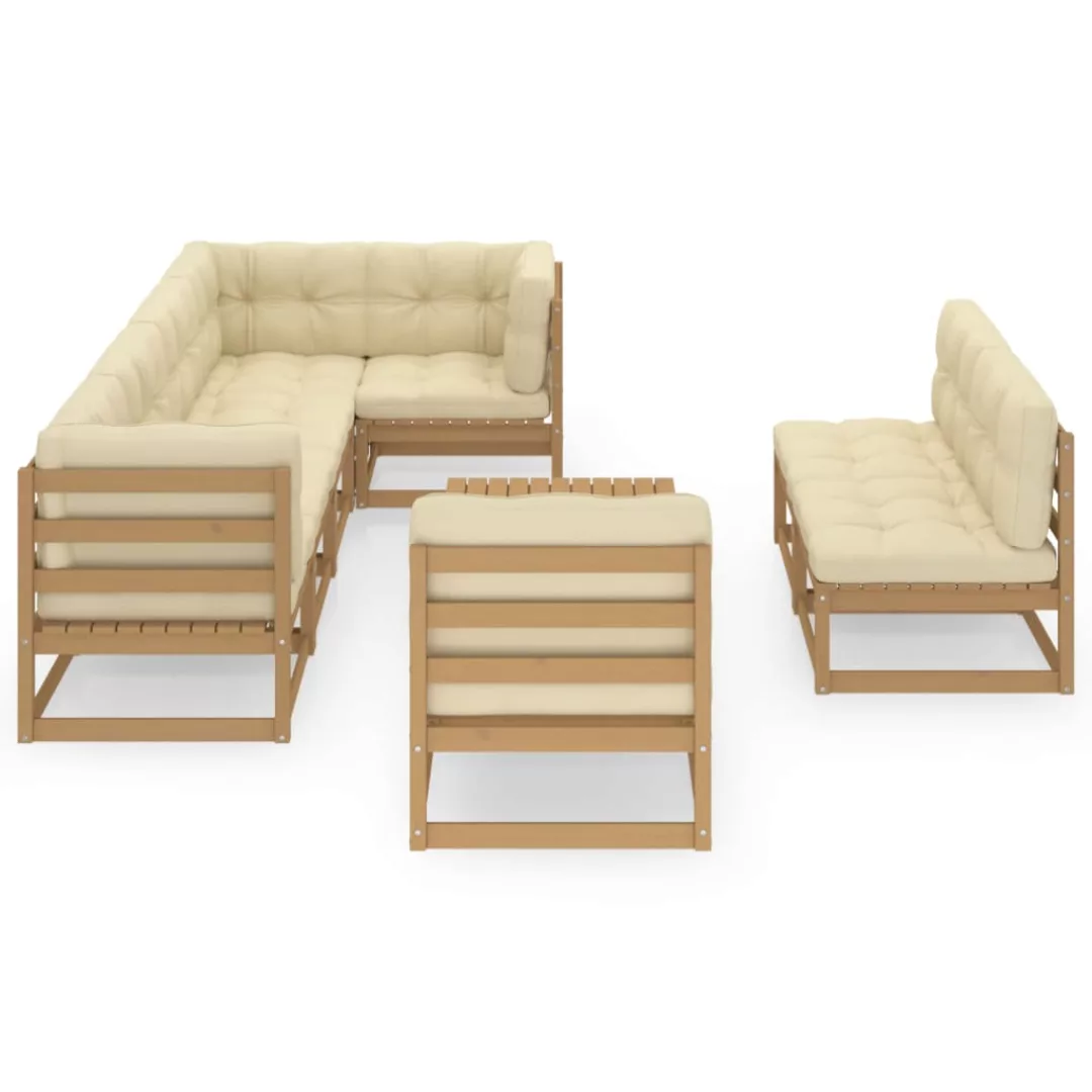 9-tlg. Garten-lounge-set Mit Kissen Kiefer Massivholz günstig online kaufen