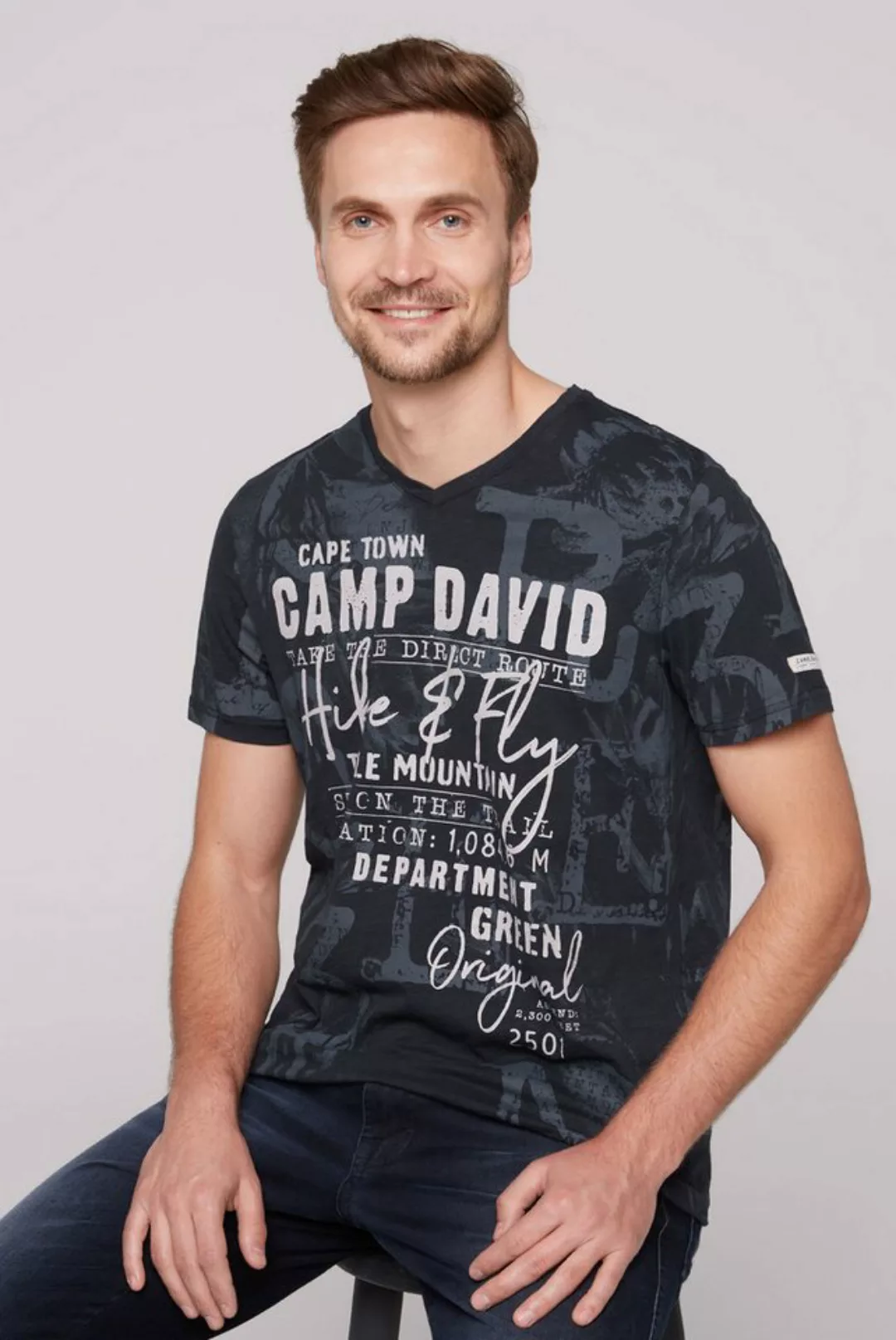 CAMP DAVID V-Shirt aus Baumwolle günstig online kaufen