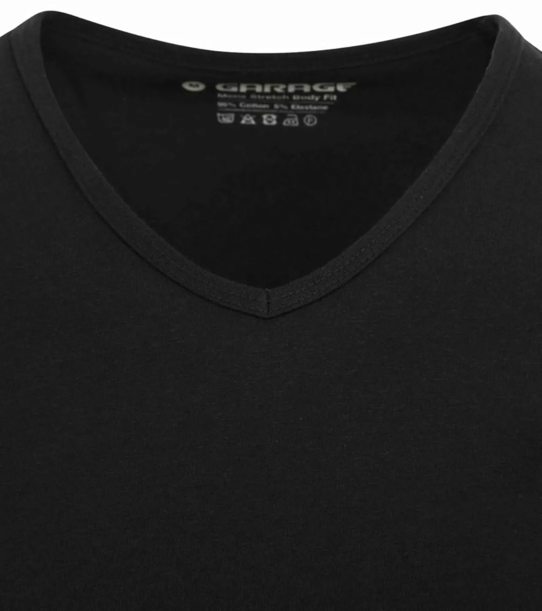 Garage Stretch Basic T-Shirt Schwarz V-Ausschnitt - Größe XL günstig online kaufen