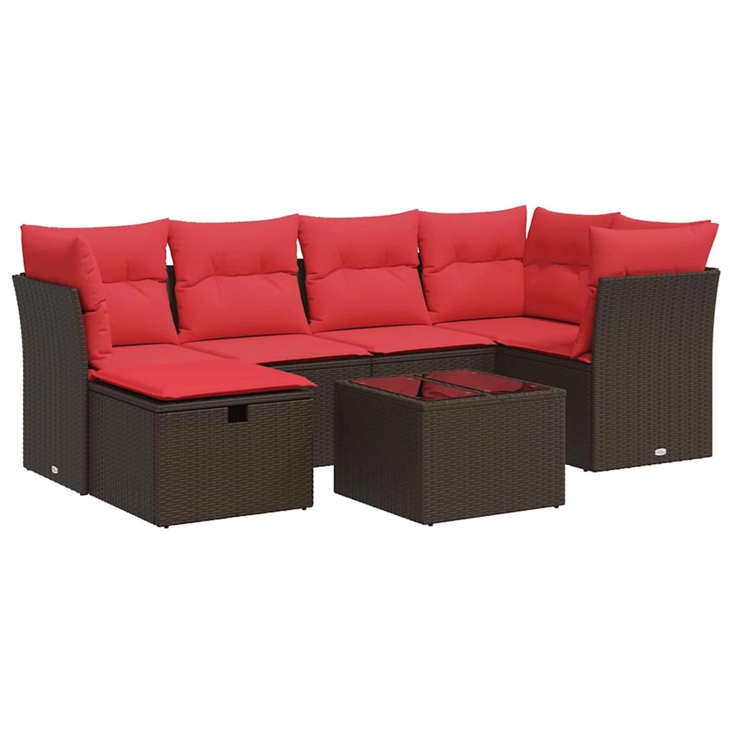 vidaXL 7-Tlg Garten-Sofagarnitur mit Kissen Braun Poly Rattan 3325300 günstig online kaufen