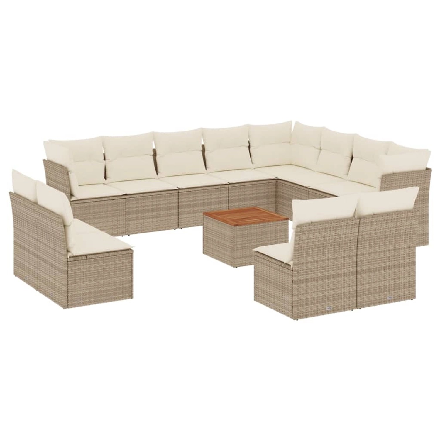 vidaXL 13-Tlg Garten-Sofagarnitur mit Kissen Beige Poly Rattan 3223930 günstig online kaufen