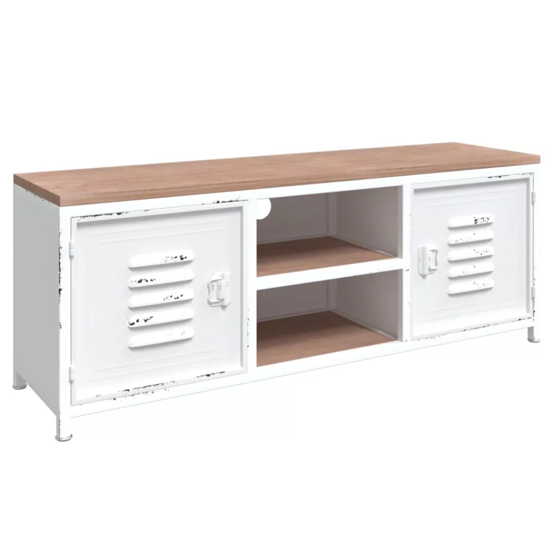 Vidaxl Tv-schrank Weiß 110x30x40 Cm Eisen Und Massivholz Tanne günstig online kaufen