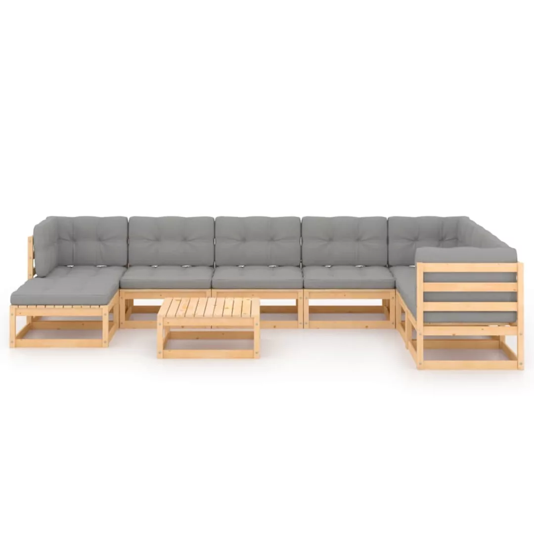 9-tlg. Garten-lounge-set Mit Kissen Kiefer Massivholz günstig online kaufen