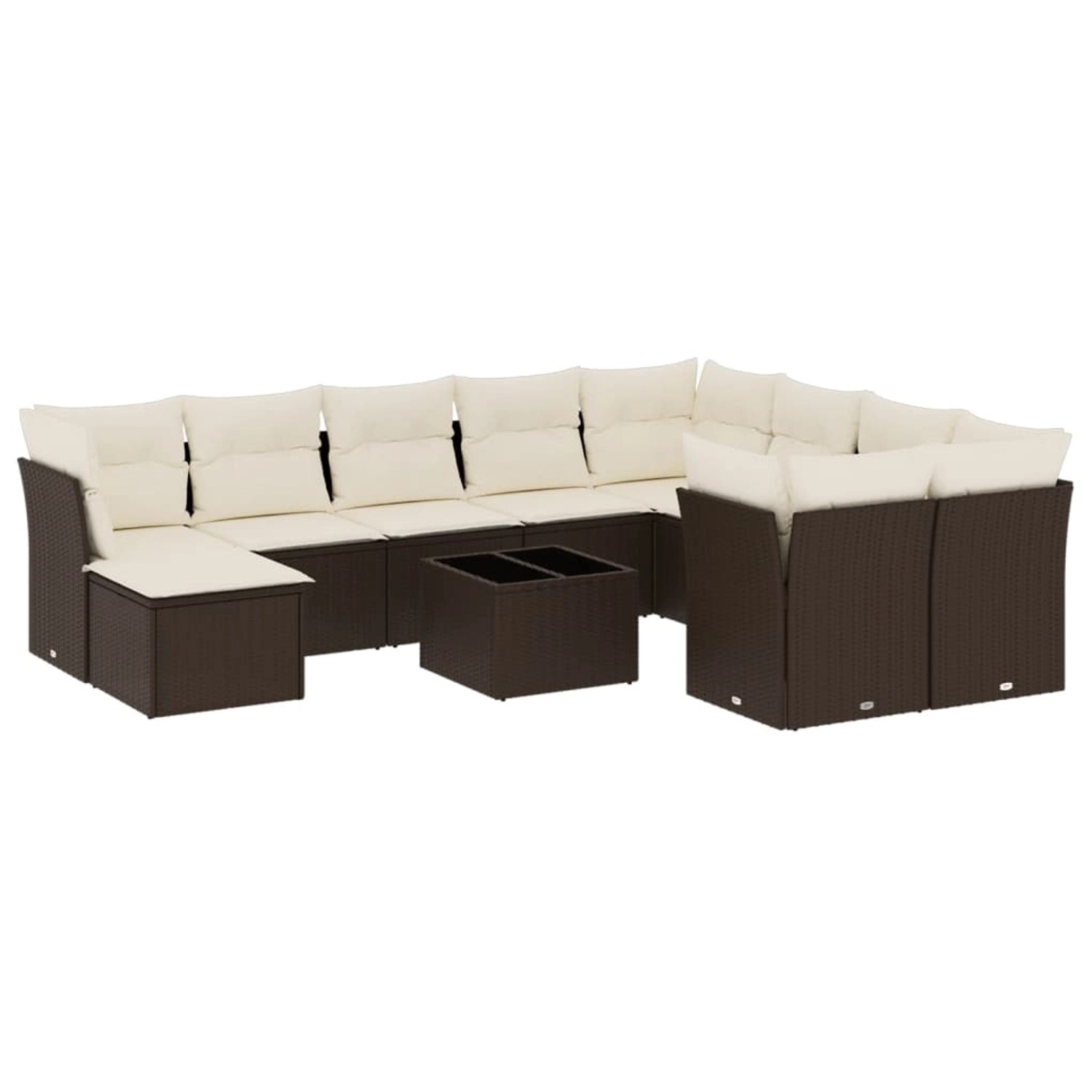 vidaXL 11-Tlg Garten-Sofagarnitur mit Kissen Braun Poly Rattan 3250442 günstig online kaufen