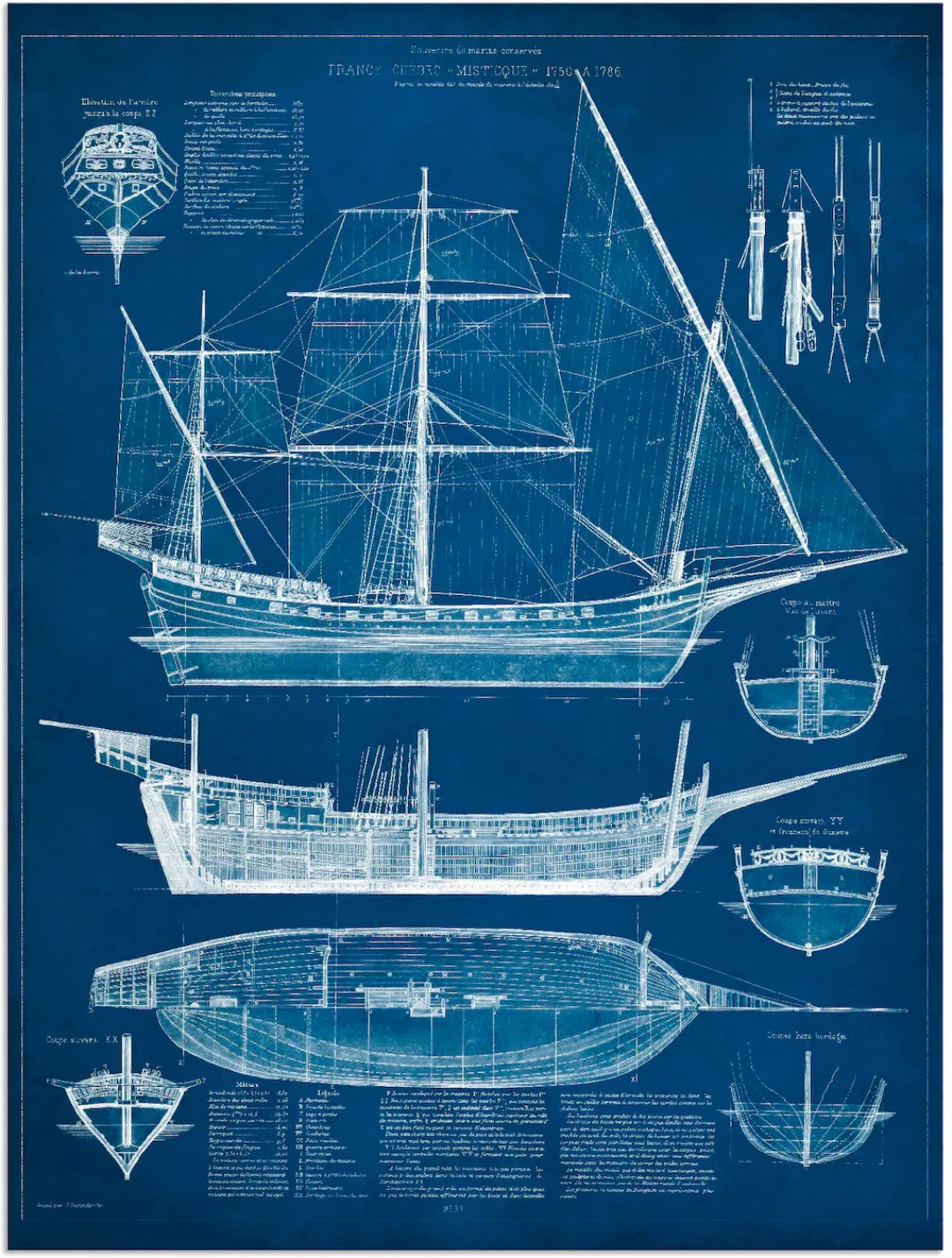 Artland Wandbild "Entwurf für ein Antikes Schiff I", Boote & Schiffe, (1 St günstig online kaufen