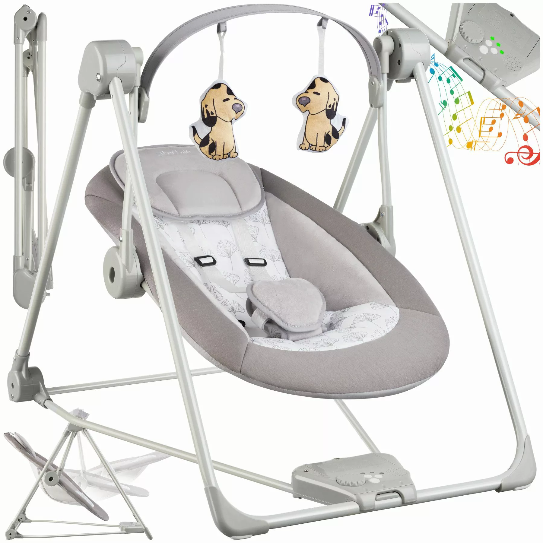 tectake Babyschaukel Babywippe Dogs, klappbar, 5 günstig online kaufen