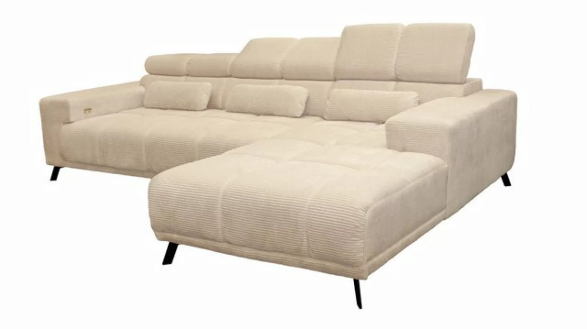 Massivart® Ecksofa SPEED Cord beige / 285 cm, Cordsofa, Sitztiefenverstellu günstig online kaufen