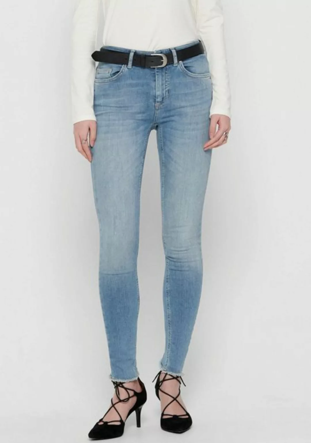 Only Blush Life Mid Waist Skinny Ankle Raw Rea1468 Jeans XL Light Blue Deni günstig online kaufen