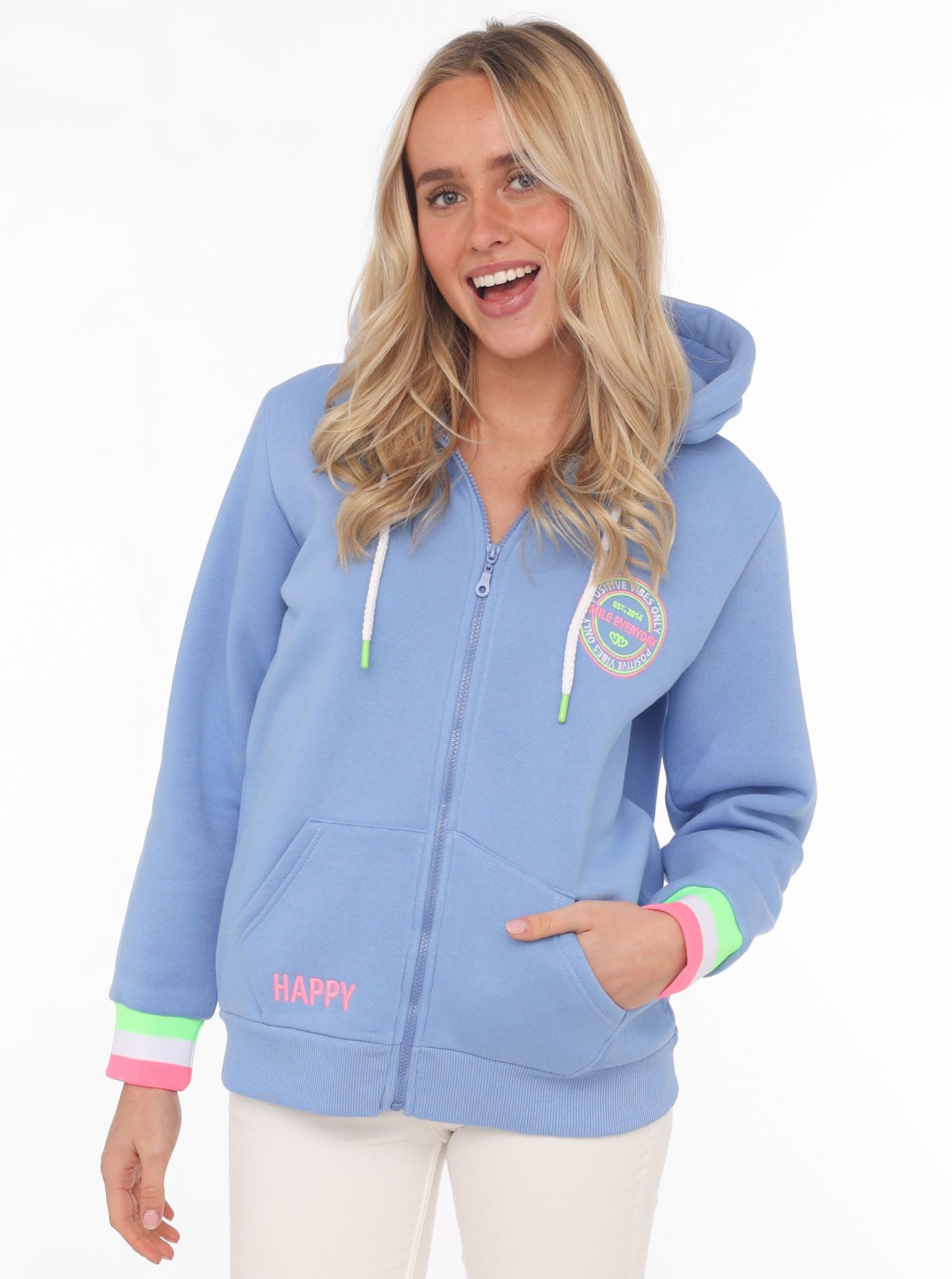 Zwillingsherz Sweatjacke, Kapuze, Langarm, Stickerei am Rücken, Langarm, Re günstig online kaufen