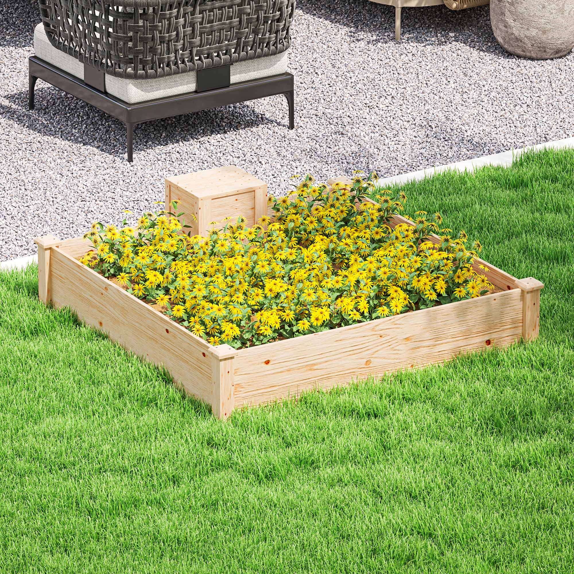 Outsunny Hochbeet aus Holz, quadratisches Außenbeet mit Kompostschale, offe günstig online kaufen