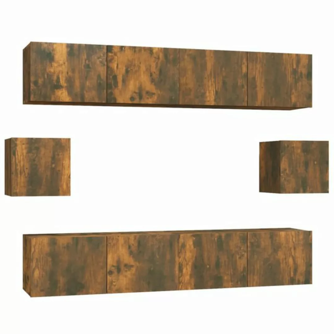 furnicato TV-Schrank 6-tlg. TV-Schrank-Set Räuchereiche Holzwerkstoff (6-St günstig online kaufen