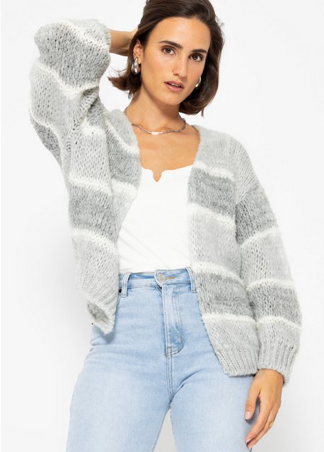 SASSYCLASSY Cardigan Strickjacke Damen mit Streifen Offener Gestreifter Car günstig online kaufen