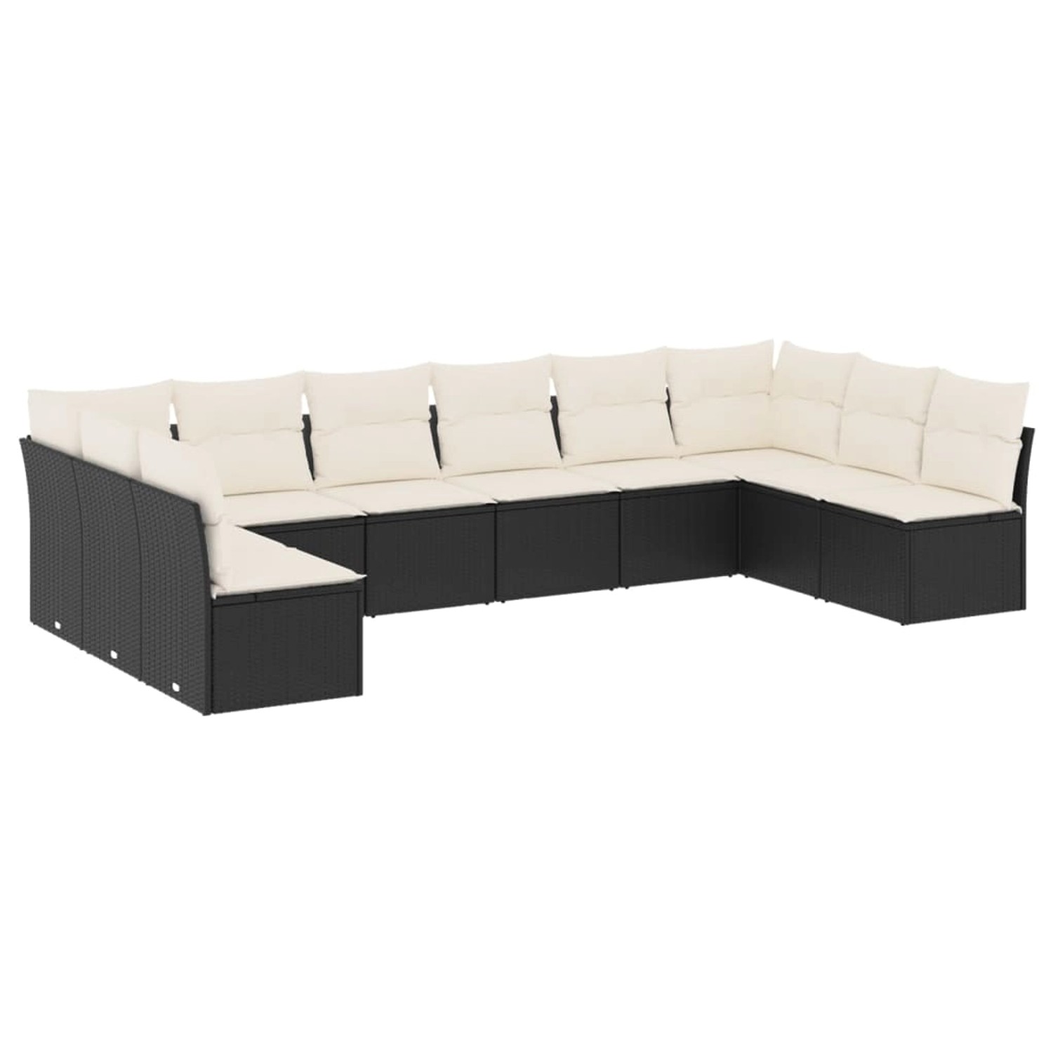 vidaXL 10-Tlg Garten-Sofagarnitur mit Kissen Schwarz Poly Rattan 3218086 günstig online kaufen