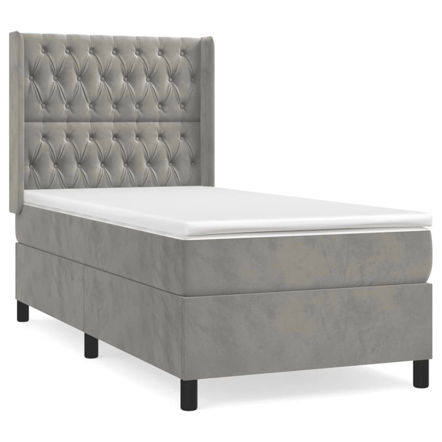 vidaXL Boxspringbett Boxspringbett mit Matratze Hellgrau 100x200 cm Samt Be günstig online kaufen