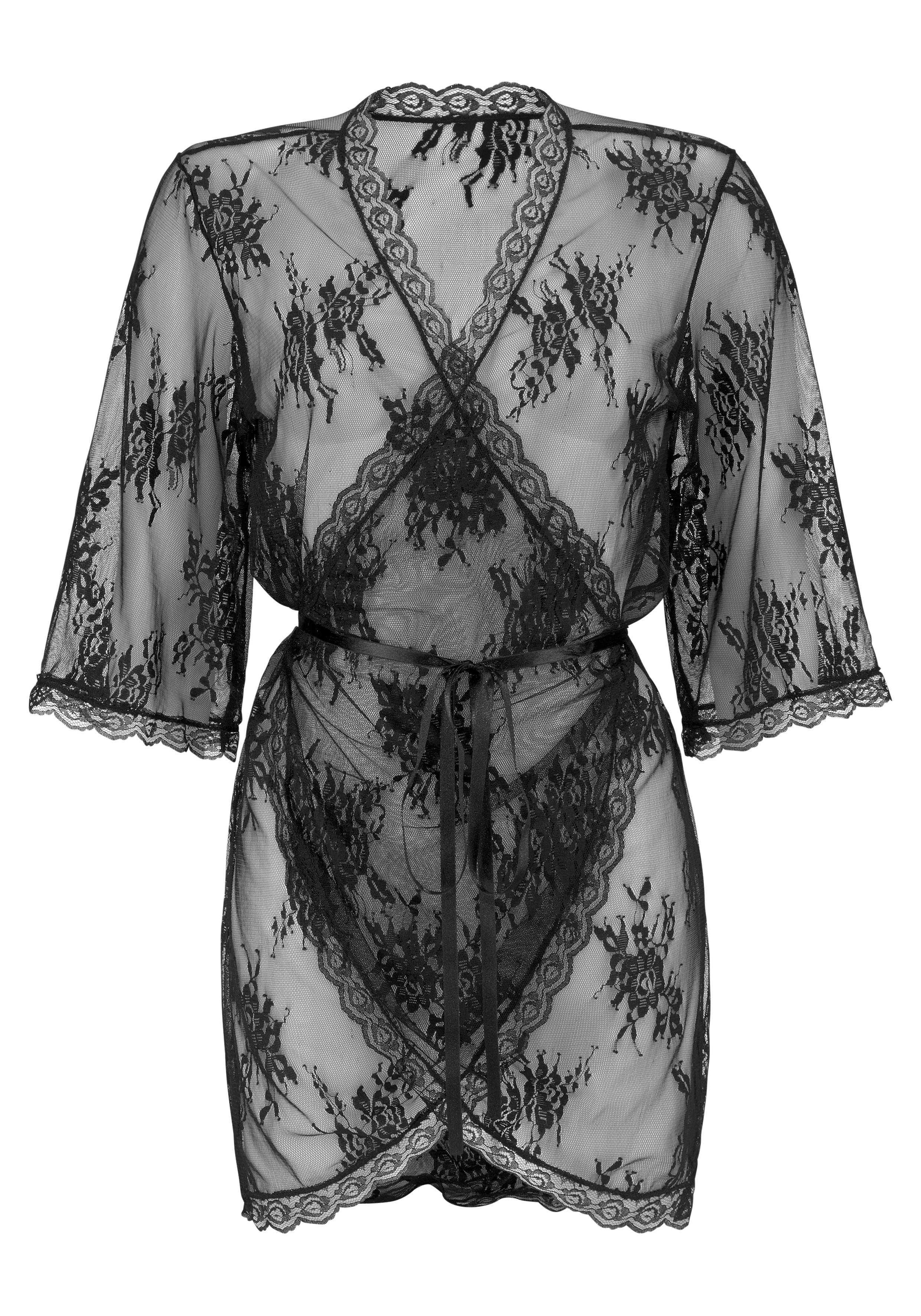 LASCANA Kimono, Kurzform, Kunstfaser, aus transparenter günstig online kaufen